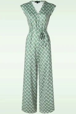 Adeline Jumpsuit In Legergroen En Gebroken Wit