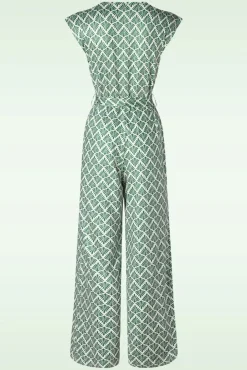 Adeline Jumpsuit In Legergroen En Gebroken Wit