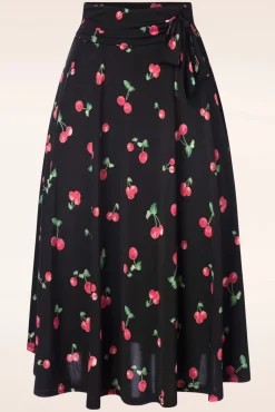 Ally Swing Rok Met Kersenprint In Zwart