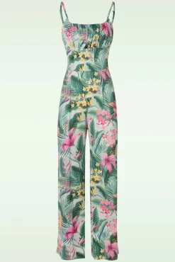 Alyssa Tropical Jumpsuit In Mint Groen