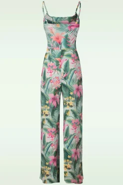 Alyssa Tropical Jumpsuit In Mint Groen