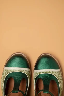 Amelie Lederen T-Strap Pumps In Groen