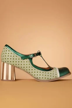 Amelie Lederen T-Strap Pumps In Groen