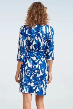 Amira Flower Jurk In Blauw En Wit