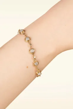 Antique Armbandje In Goud En Maansteen Wit