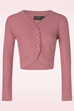 Ariane Getextureerd Gebreid Cropped Vest In Roze