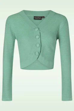 Ariane Getextureerd Gebreid Cropped Vest In Mintgroen