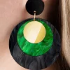 Art Deco Disk Oorbellen In Groen