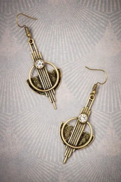 Art Deco Koperen Oorbellen In Goud