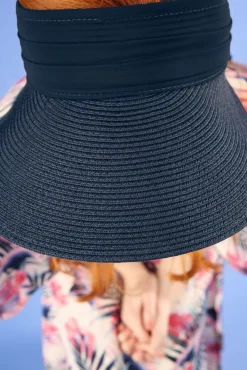 Augusta Strohoed Met Klep In Marineblauw