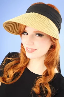 Augusta Strohoed Met Klep In Naturel En Zwart