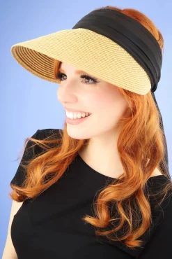 Augusta Strohoed Met Klep In Naturel En Zwart