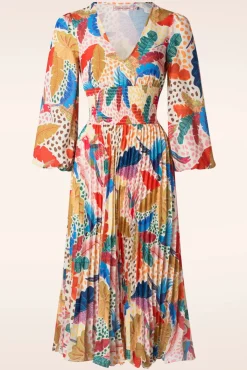 Aurora Tropical Midi Jurk In Multi