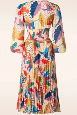 Aurora Tropical Midi Jurk In Multi