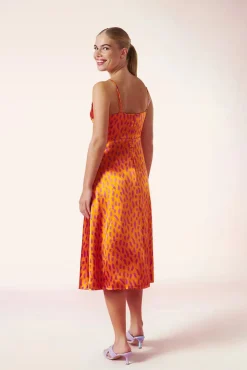 Bella Midi Jurk In Oranje