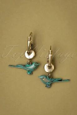 Birdie Vergulde Oorbellen In Blauw En Rood