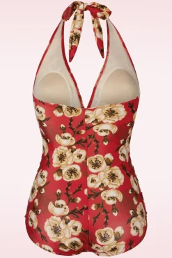 Blossom One Piece Halterbadpak In Rood