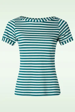 Boatneck Top Chopito Stripe In Ponderosa Groen
