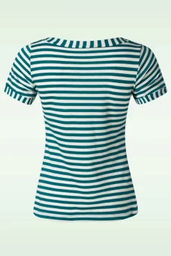 Boatneck Top Chopito Stripe In Ponderosa Groen