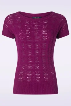 Boatneck Top Scallop In Levendig Paars