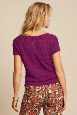 Boatneck Top Scallop In Levendig Paars