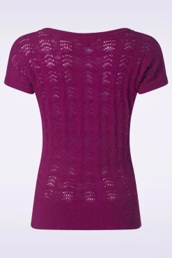 Boatneck Top Scallop In Levendig Paars