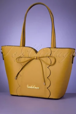 Bow Front Geschulpte Shopper Tas Mosterd Geel