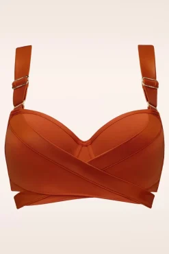 Cache Coeur Push Up Bikini Top In Roest Oranje