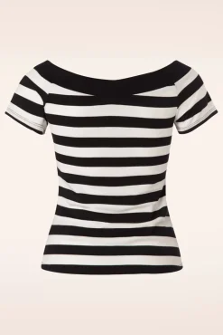 Caitlin Strepen Top In Zwart En Wit