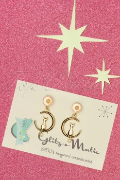 Cat On The Moon Oorbellen In Goud