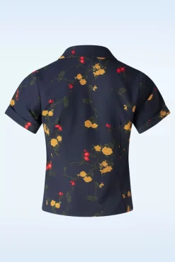 Caterina Bloom Shirt In Marineblauw