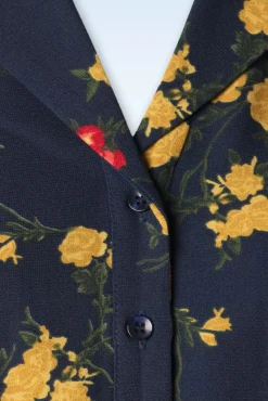 Caterina Bloom Shirt In Marineblauw