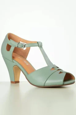Catherina T-Strap Pumps In Mintgroen