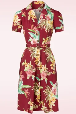 Charlene Honolulu Blouse-Jurk In Bordeauxrood