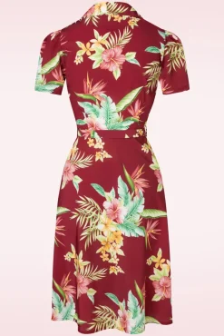 Charlene Honolulu Blouse-Jurk In Bordeauxrood