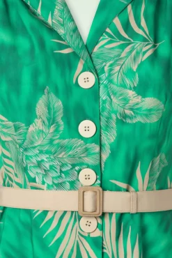 Charlene Palm Blouse-Jurk In Smaragdgroen