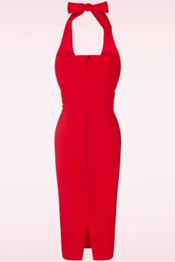 Cher Halter Pencil Jurk In Rood