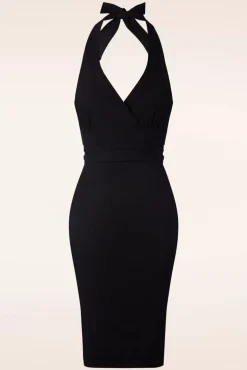 Cher Halter Pencil Jurk In Zwart