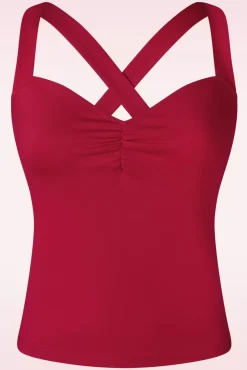 Cindy Cross Back Top In Rood