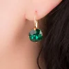 Cushion Cut Stone Oorbellen In Smaragdgroen