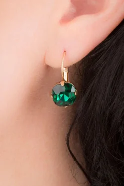 Cushion Cut Stone Oorbellen In Smaragdgroen
