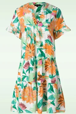 Dahlia Flower Jurk In Gebroken Wit