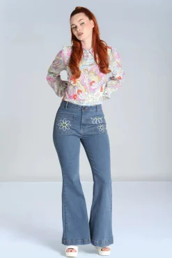 Daisy Flower Power Jeans In Licht Blauw