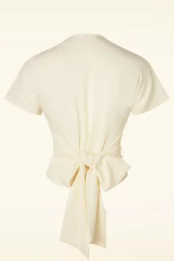 Darla Wikkelblouse Met Korte Mouwen In Antiek Wit