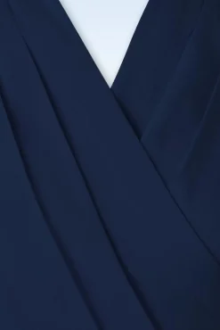 Darla Wikkelblouse Met Korte Mouwen In Marineblauw