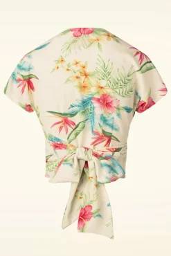 Darla Wikkelblouse Met Korte Mouwen In Honolulu Naturel