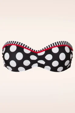 Debra Halterbikinitop Met Polkadotstrepen In Zwart En Wit