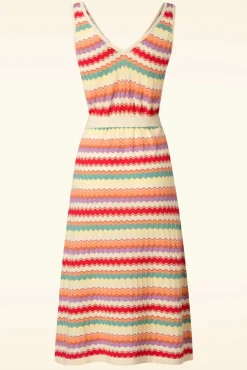 Deep V Gebreide Jurk Hadley In Creme