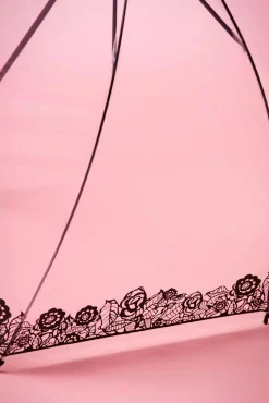 Dentelle Flower Transparante Koepelparaplu In Zwart
