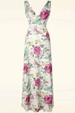 Deveny Floral Maxi Jurk In Gebroken Wit